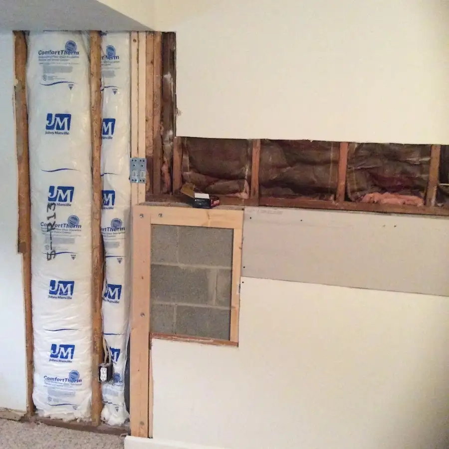 Wall insulation replacement during Basement Flood Cleanup in Keene